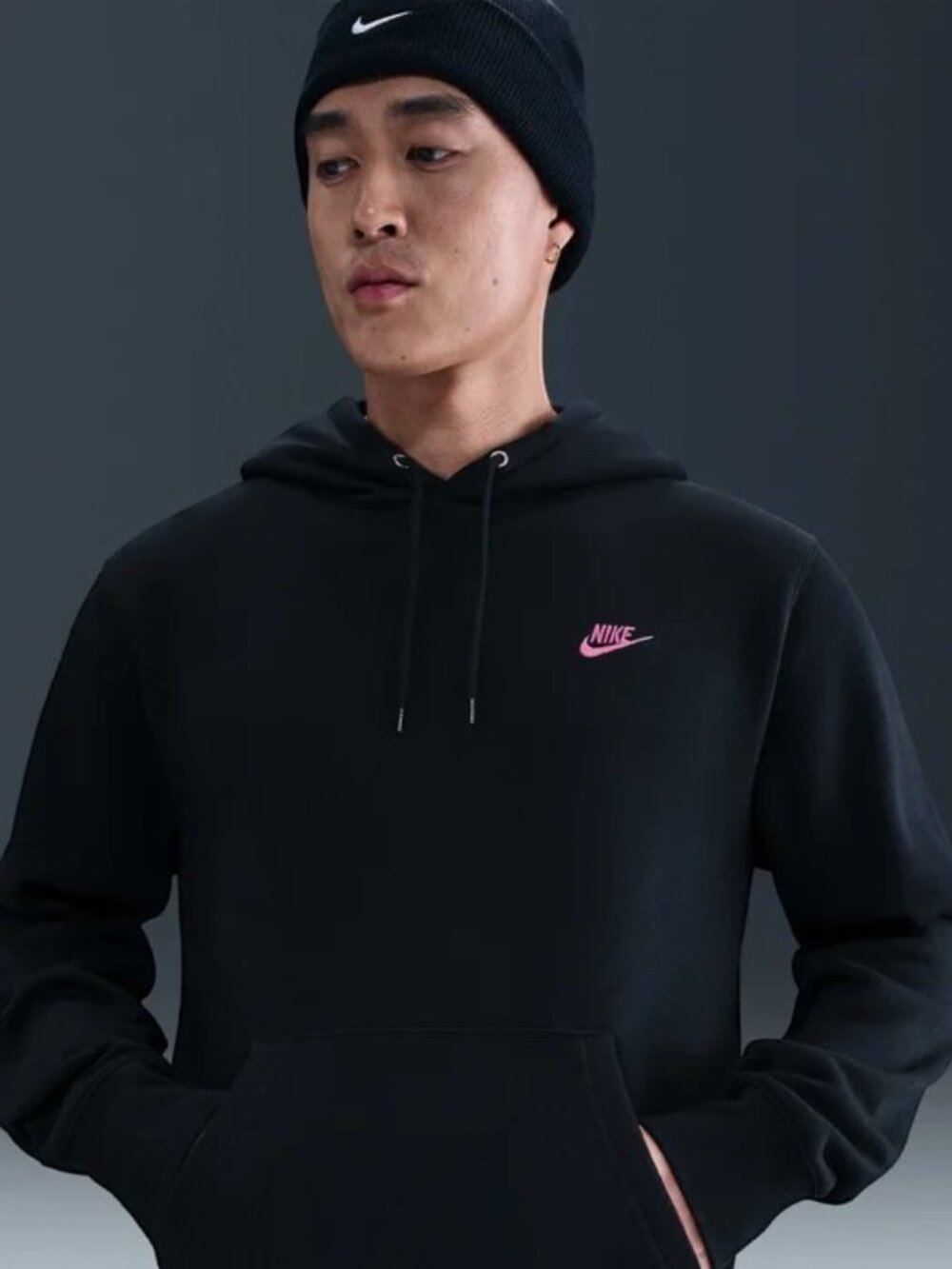 Nike Club Fleece 2 Piece Sweatsuit Outfit Hoodie Joggers Set Black Pink NWT - Picture 9 of 14